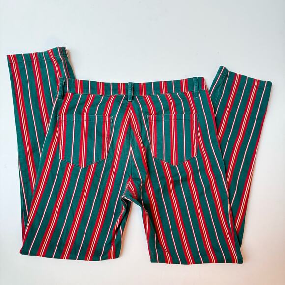 ASOS Red Green Pinstripe Regular Fit Cotton Mid Rise Pants Medium W29 - Picture 2 of 12
